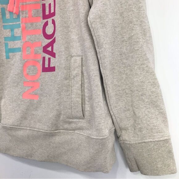The North Face Light Gray Colorful Logo Hooded Pullover Sweatshirt - Picture 6 of 16